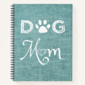 Blauwgroen Burlap Dog Mam Notitieboek (Voorkant)
