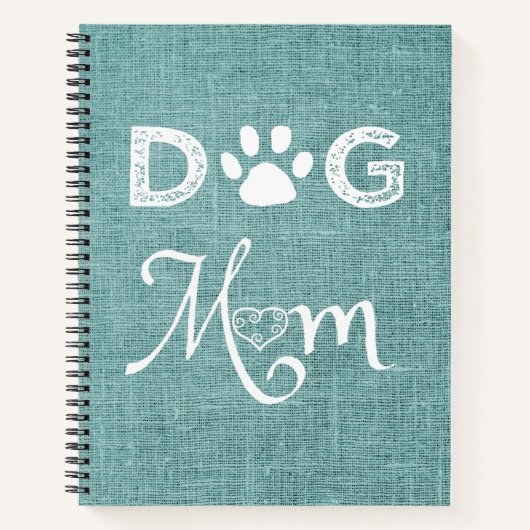 Blauwgroen Burlap Dog Mam Notitieboek (Voorkant)