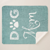 Blauwgroen Burlap Dog mam Sherpa Blanket Sherpa Deken (Voorkant (horizontaal))