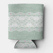 Blauwgroen Burlap en Kant Koelbox Blikjeskoeler (Voorkant)