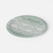 Blauwgroen Burlap en White Lace Paper Bord (Gekanteld)