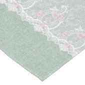 Blauwgroen Burlap en White Lace Table Runner Korte Tafelloper (Hoek)