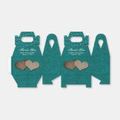 Blauwgroen Burlap Heart Weddenschap Bedankt Bedankdoosjes (Uitgevouwen)