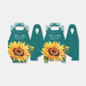 Blauwgroen Burlap Lace Sunflower Wedding Bedankdoosjes (Uitgevouwen)