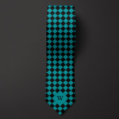 Blauwgroen Business Checkered Monogram Stropdas