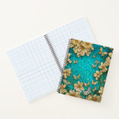 Blauwgroen Butterflies Faux Gold Glitter Aangepast Notitieboek (Binnen)