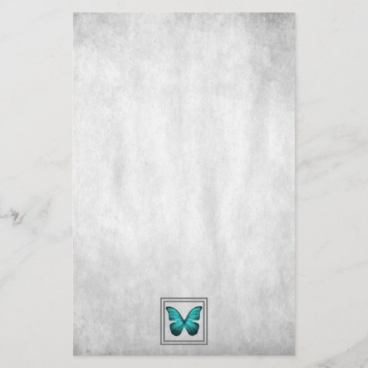 Blauwgroen Butterfly - Aangepaste schrijfbenodigdh Briefpapier (Achterkant)