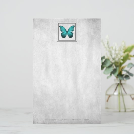 Blauwgroen Butterfly - Aangepaste schrijfbenodigdh Briefpapier (Staand voorkant)