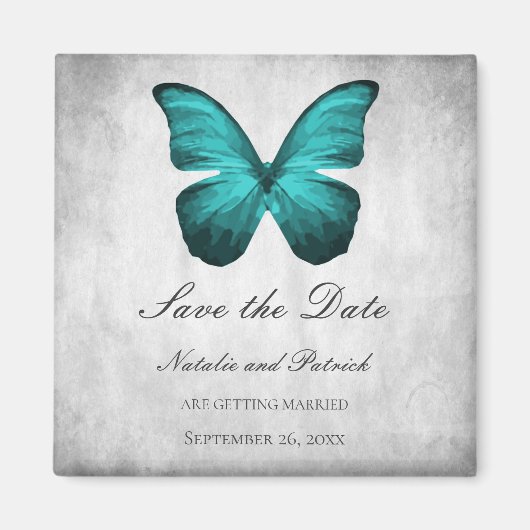 Blauwgroen Butterfly bespaart de Datum Magnet (Voorkant)