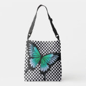 Blauwgroen Butterfly Classic Checker Cross Body Ca Crossbody Tas (Achterkant)