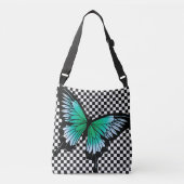 Blauwgroen Butterfly Classic Checker Cross Body Ca Crossbody Tas (Voorkant)
