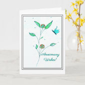 Blauwgroen Butterfly Copper Flowers Jubileum Card Kaart (Gele Bloem)
