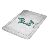 Blauwgroen Butterfly Floral Personalized Bath Mat (Gekanteld)