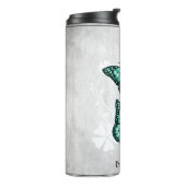 Blauwgroen Butterfly Floral Personalized Thermal T Thermosbeker (Gedraaid links)