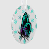 Blauwgroen Butterfly Personal Message Kerstmis Ornament (voorkant)