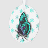 Blauwgroen Butterfly Personal Message Kerstmis Ornament (voorkant)