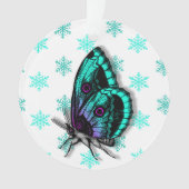 Blauwgroen Butterfly Personal Message Kerstmis Ornament (voorkant)
