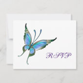Blauwgroen Butterfly RSVP elke kleur achtergrond (Voorkant)
