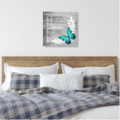 Blauwgroen Butterfly Rustic Canvas Afdrukken (Insitu (Slaapkamer))