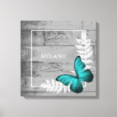 Blauwgroen Butterfly Rustic Canvas Afdrukken (Voorkant)