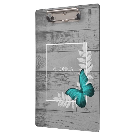 Blauwgroen Butterfly Rustic-klembord Klembord (Links)