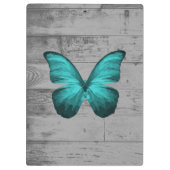 Blauwgroen Butterfly Rustic-klembord Klembord (Achterkant)