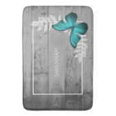 Blauwgroen Butterfly Rustic Personalized Bath Mat (Voorkant Verticaal)