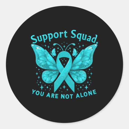 Blauwgroen Butterfly Support Squad baarmoederhalsk Ronde Sticker (Voorkant)