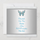 Blauwgroen Butterfly Sweet 16e verjaardagsfeestje Kaart (Achterkant)