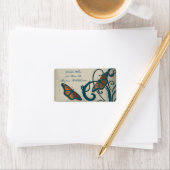 Blauwgroen Butterfly Swirl Address Label (Insitu)