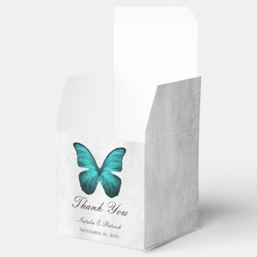 Blauwgroen Butterfly Wedding Favor Boxes Bedankdoosjes (Geopend)