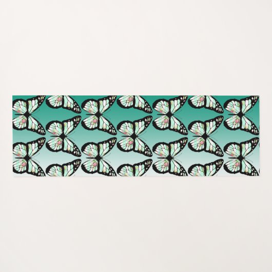 Blauwgroen Butterfly Yoga Mat (Achterkant (horizontaal))