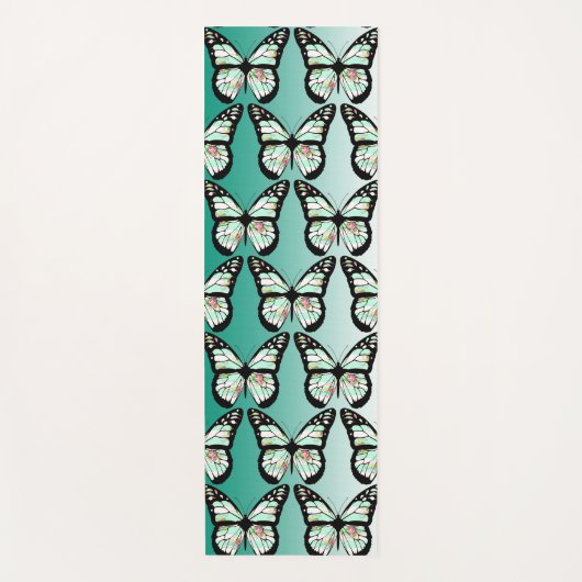 Blauwgroen Butterfly Yoga Mat (Voorkant)