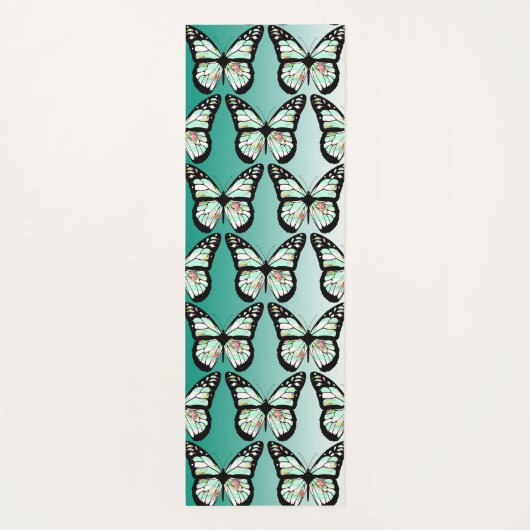 Blauwgroen Butterfly Yoga Mat (Achterkant)