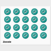 Blauwgroen Button Stickers (Vel)