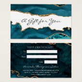 Blauwgroen — Cadeaubont (Turquoise) en Gold Agate Visitekaartje (Voorkant /achterkant)