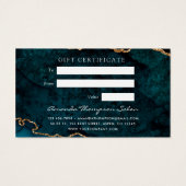 Blauwgroen — Cadeaubont (Turquoise) en Gold Agate Visitekaartje (Achterkant)