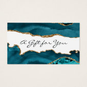 Blauwgroen — Cadeaubont (Turquoise) en Gold Agate Visitekaartje (Voorkant)