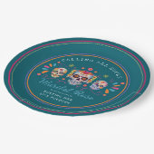 Blauwgroen Caladera Dag van de Dode Suikerschedel  Papieren Bordje (Gekanteld)