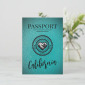 Blauwgroen Californisch paspoort Bewaar de datum Save The Date (Staand voorkant)