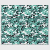 Blauwgroen Camo Cadeaupapier (Vlak)