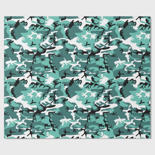 Blauwgroen Camo Cadeaupapier (Vlak)