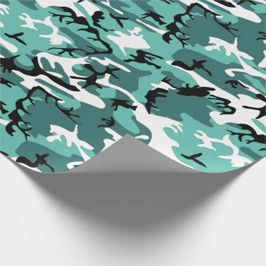 Blauwgroen Camo Cadeaupapier (Hoek)