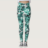 Blauwgroen Camo Leggings (Voorkant)