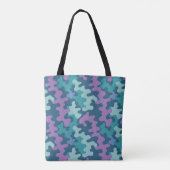 Blauwgroen Camo Schoudertas Tote Bag (Achterkant)