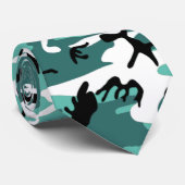 Blauwgroen Camo Stropdas (Opgerold)