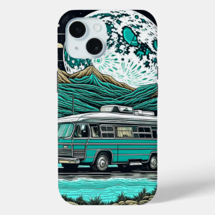  Blauwgroen camper in de bergen iPhone 15 Case