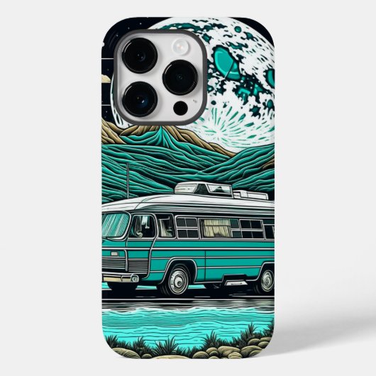  Blauwgroen camper in de bergen Case-Mate iPhone Case (Achterkant)