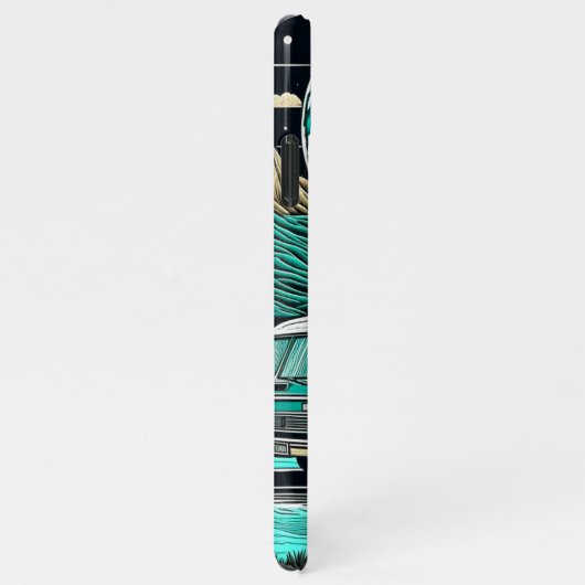  Blauwgroen camper in de bergen iPhone Hoesje (Rechterkant)