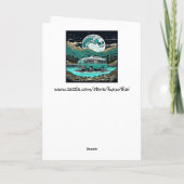 Blauwgroen  camper in de bergen Retro Kaart (Achterkant)